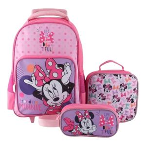 Mochila Escolar Intek Minnie Con Ruedas Mn78228 Rosa