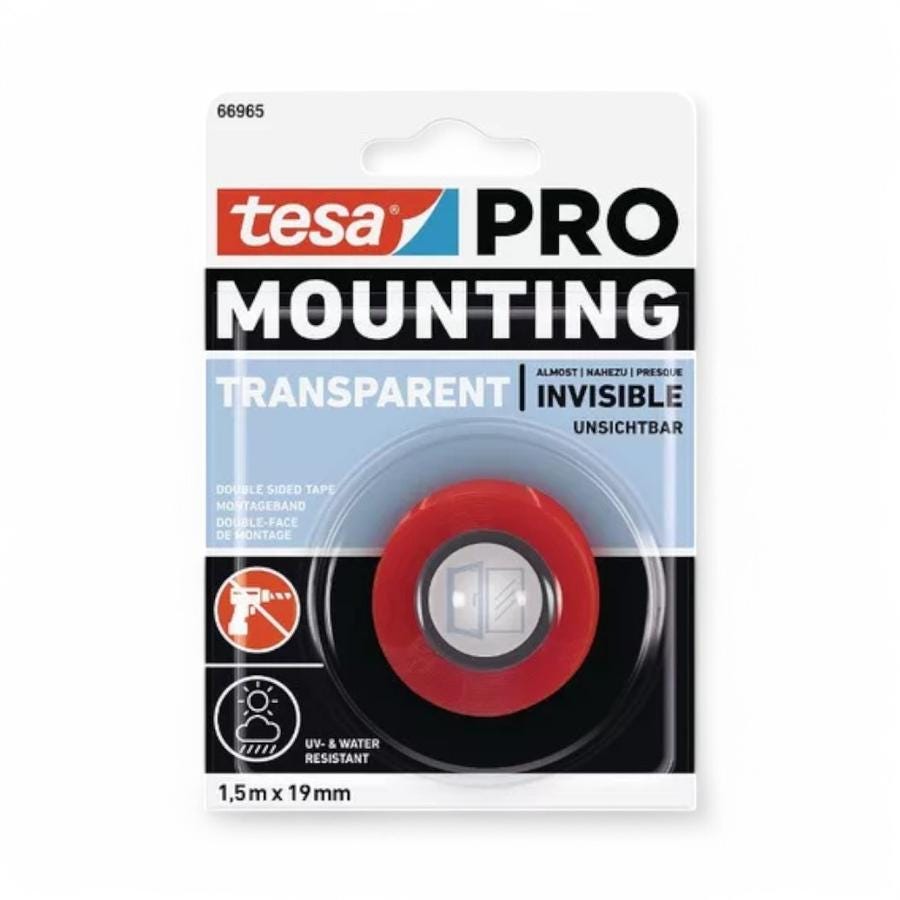 Cinta Doble Faz 66965 Monting Pro 19Mm x 1.5Mts Transparente