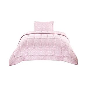 Plumón Boho 1.5 Plazas Matiz Diseño Floral Rosado