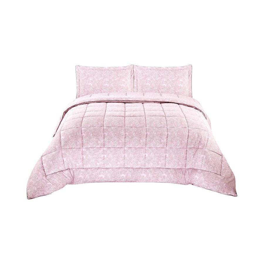 Plumón Boho 2 Plazas Matiz Diseño Floral Rosado