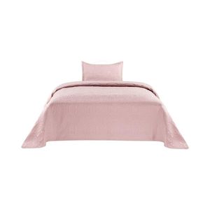 Quilt Boho 1.5 Plazas Matiz Diseño Texturado Rosa Palo