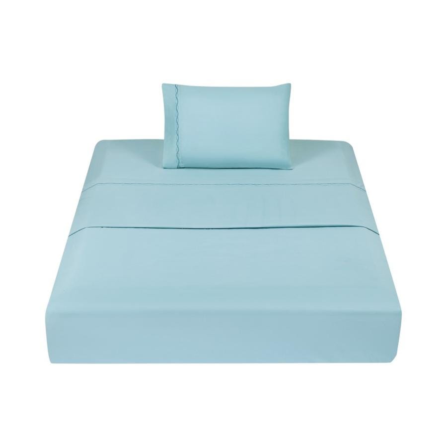 Sábanas Classic 1.5 Plazas Matiz Estilo Clásico Azul Piedra