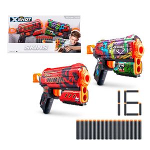 Pack 2 Lanza Dardos Flux Skins X-Shot + 16 Dardos