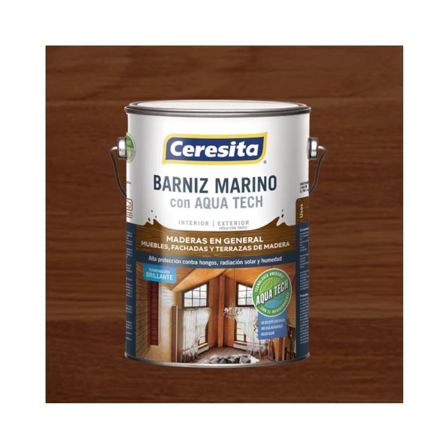 Barniz Marino Aqua Tech Caoba 1 Galón Ceresita