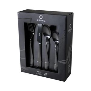 Set Cubiertos Krons 24 Piezas Acero Inoxidable Black