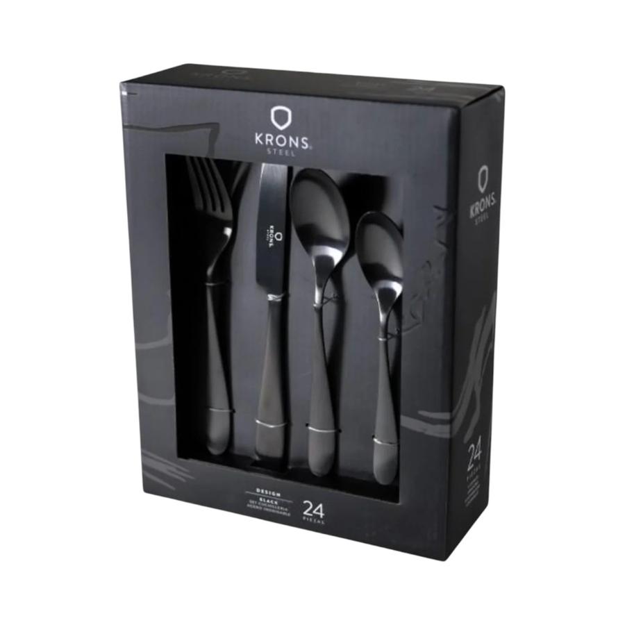 Set Cubiertos Krons 24 Piezas Acero Inoxidable Black