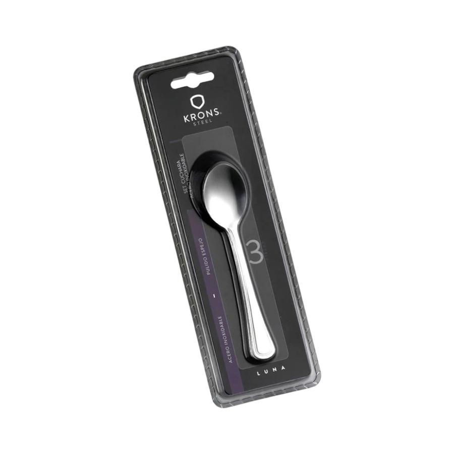 Blister 3 Cucharas de Té Acero Inoxidable Lincoln Luna Krons