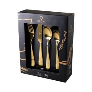 Set Cubiertos Krons 24 Piezas Acero Inoxidable Gold