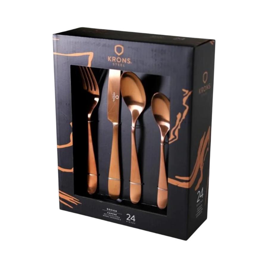 Set Cubiertos Krons 24 Piezas Acero Inoxidable Bronce