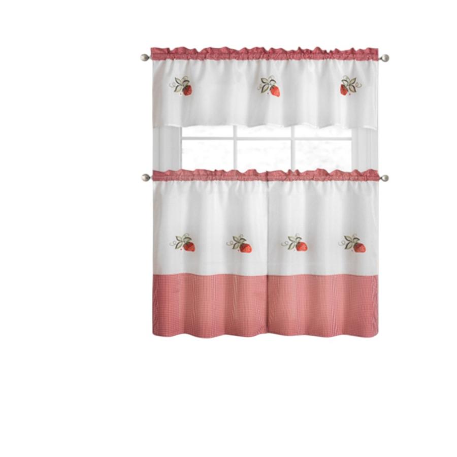 Set de Cocina Doral SETCOCO3P 2 Cortinas + 1 Cenefa Frutilla