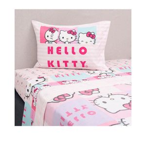 Sábana 1.5 Plazas Microfibra Hello Kitty Caras Mashini