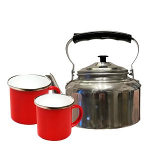 Tetera 1L Condor + 2 Jarros Enlozados 8 cm Rojo