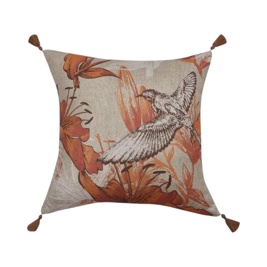 Cojín Decorativo con Diseño Botánico Matiz Velvet Naranjo