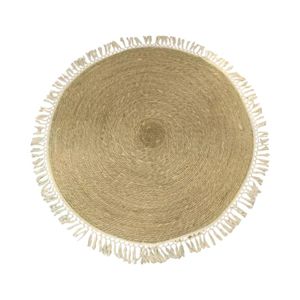 Alfombra Yute 120 cm Flecos Blancos 605392