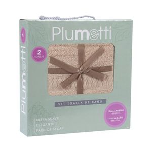 Set 2 Toallas Colorix 380 grs Taupe Plumetti