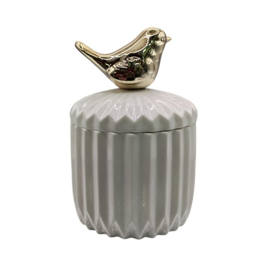 Joyero Alto Blanco y Rosa Pajarito 8x11cm Aleppo