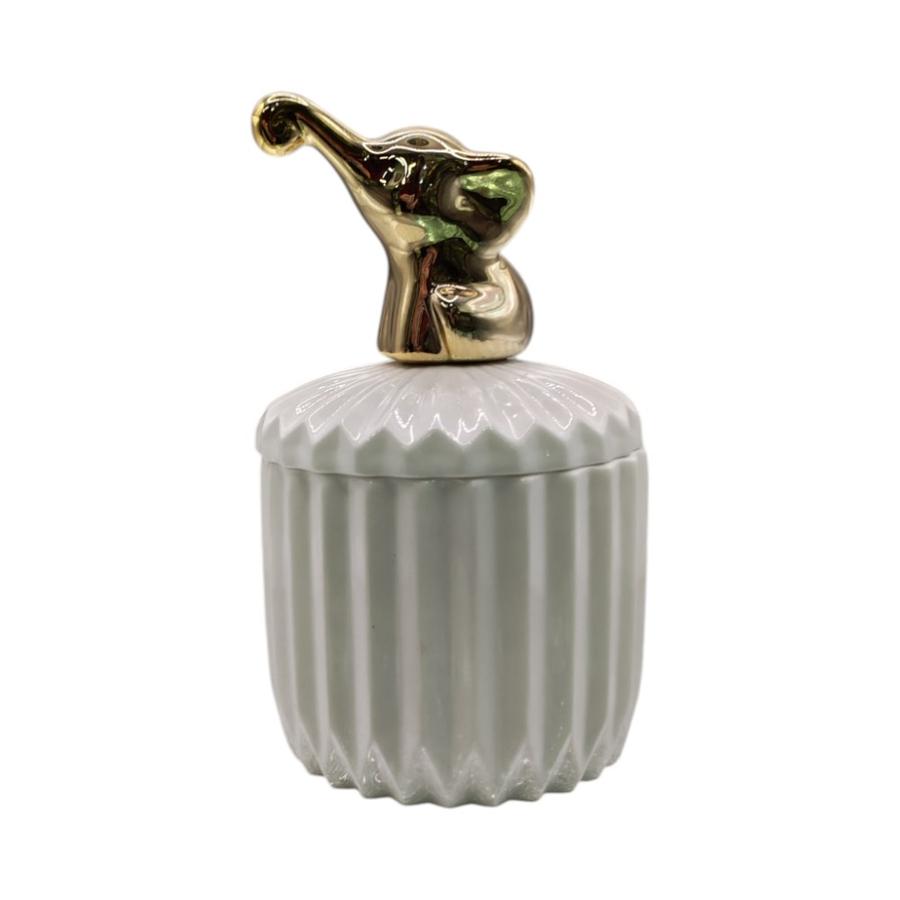 Joyero alto blanco y rosa elefante 8x11 cm Aleppo