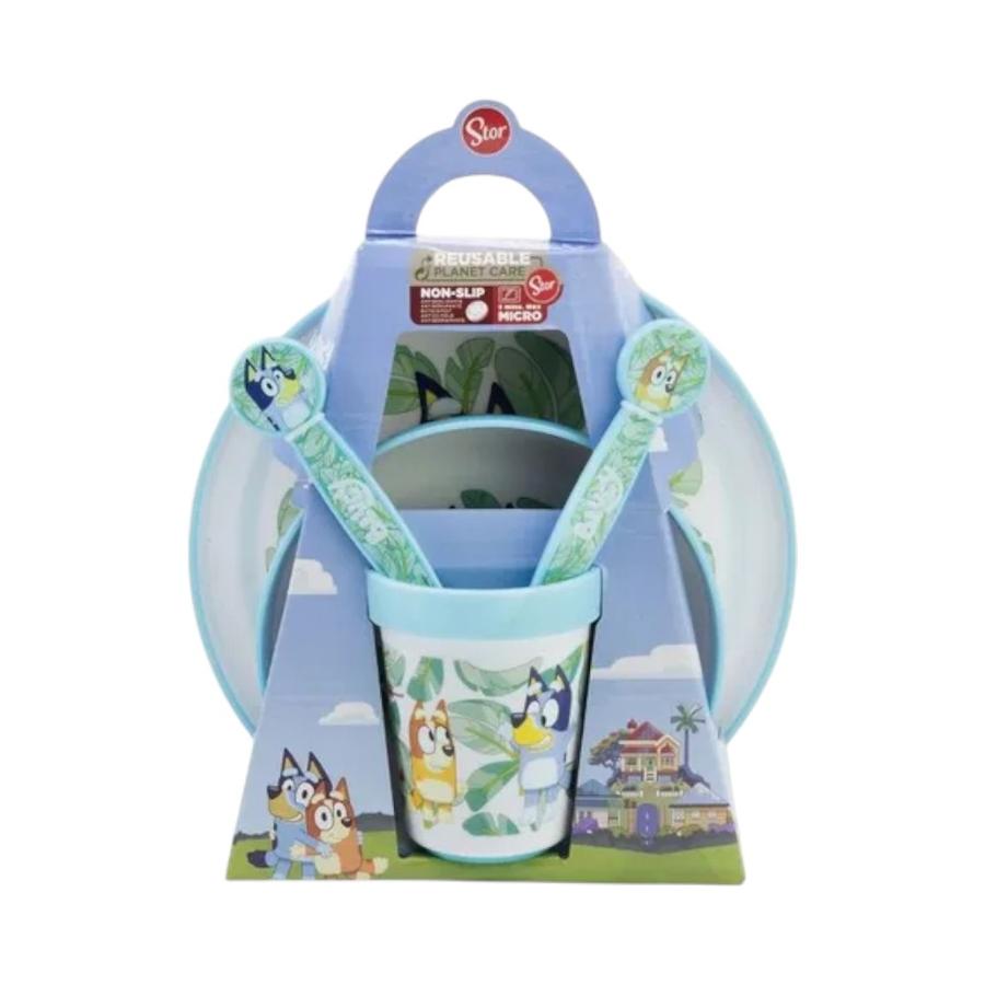 Set Desayuno Niños Bluey – Plato + Bowl + Vaso + Cubiertos