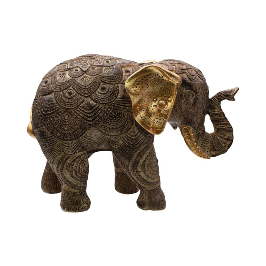 Elefante Dorado Budista Diseño 20x9x14 cm SSPRO