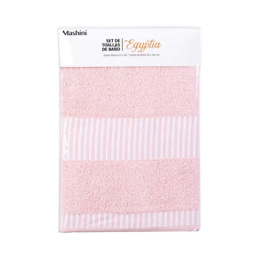 Set 2 Toallas Egyptia 460 gr 70x140/45x90 cm Rosado Mashini
