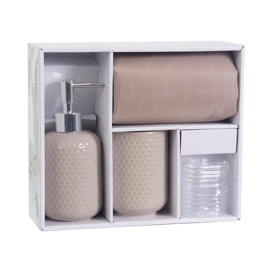 Set Cortina de Baño 4 Piezas Arena Mashini