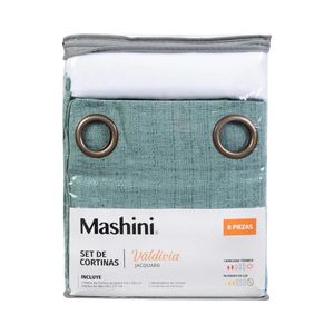 Set Cortinas Jacquard Argolla Turquesa Valdivia Mashini