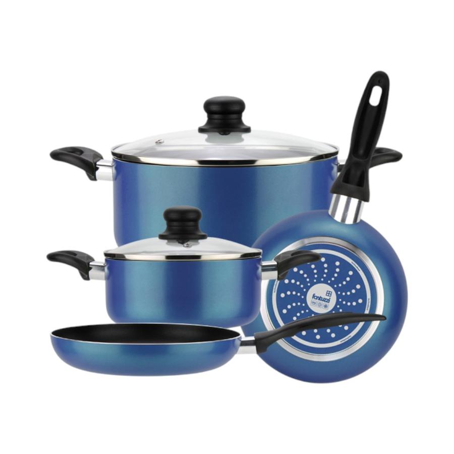 Batería de Cocina de Aluminio 6 Piezas Azul Gourmet Fantuzzi