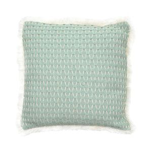 Cojín c/relleno cuadrado crochet verde crudo Msa