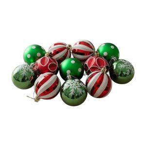 Esferas Decorativas Navideñas Matiz 6cm 16 Piezas Rojo/Verde