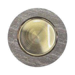 Plato Borde Texturizado Navideño Matiz 33Cm Dorado