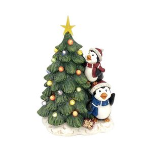 Decoración árbol Navidad y pingüinos  Con Luz Matiz Verde