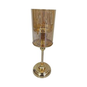 Portavela Navideño Vaso Cristal Matiz 26cm Dorado