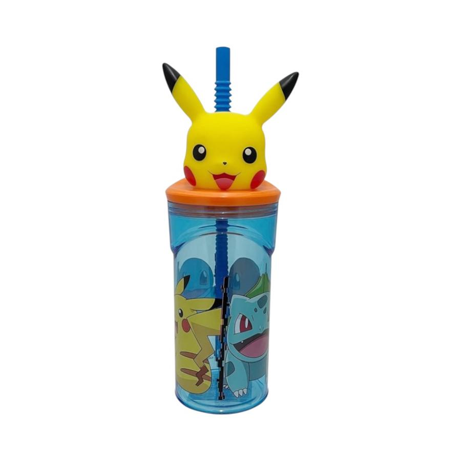 Botella Toma jugo con Bombilla Pokemon Pikachu 3D Multicolor