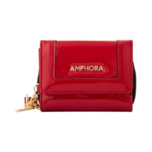 Billetera Pequeña Amphora Cristal Charol Rojo