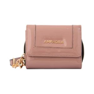 Billetera Pequeña Amphora Cristal Charol Rosado