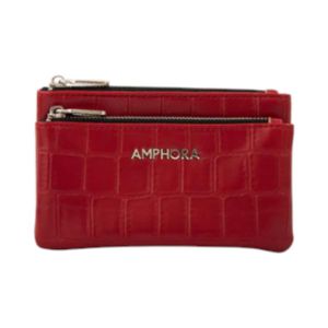 Monedero Pequeño Amphora Dual Símil cuero Rojo