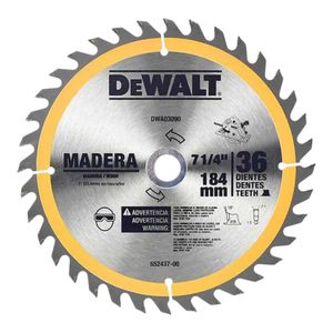 Disco Sierra 36D DeWalt DWA03090 184mm Plateado