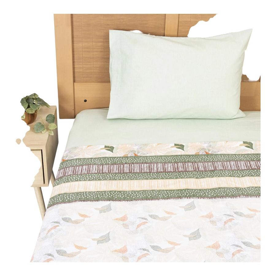 Juego Sábanas 1 Plaza Mashini Garden 144 Hilos Verde