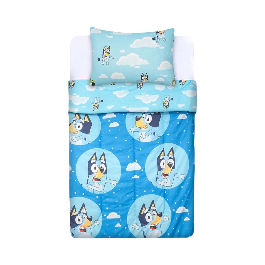 Plumón 1.5 Plazas Mashini Bluey Nubes Microfibra Multicolor