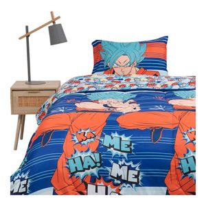 Plumón 1.5 Plazas Mashini Dragon Ball Haha Microfibra Azul