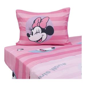 Sábanas 1.5 Plazas Mashini Minnie Dots Microfibra Rosa