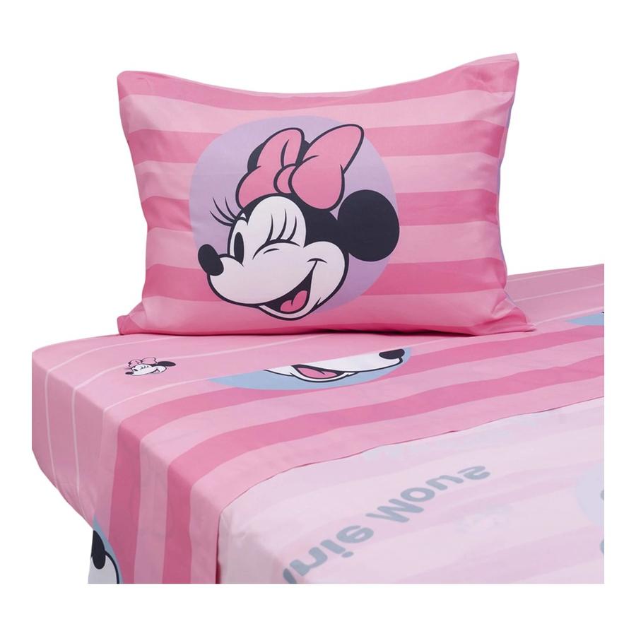 Sábanas 1.5 Plazas Mashini Minnie Dots Microfibra Rosa