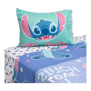 Sábanas 1.5 Plazas Mashini Stitch I Love Microfibra Azul