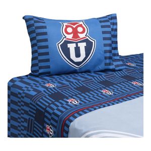 Sábanas 1.5 Plazas Mashini U de Chile Pasión Microfibra Azul