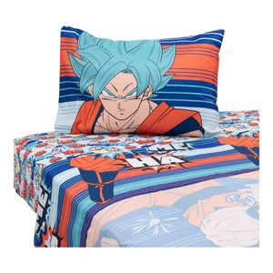 Sábanas 1.5 Plazas Mashini Dragon Ball Haha Microfibra Azul