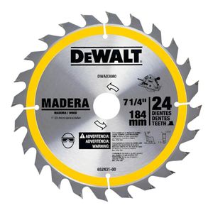 Disco Sierra 24D DeWalt DWA03080 184mm Plateado