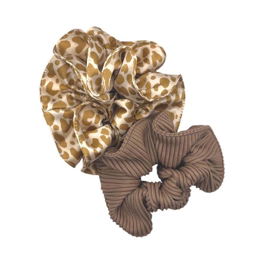 Pack 2 Scrunchies Nicole Studio Animal Print Beige