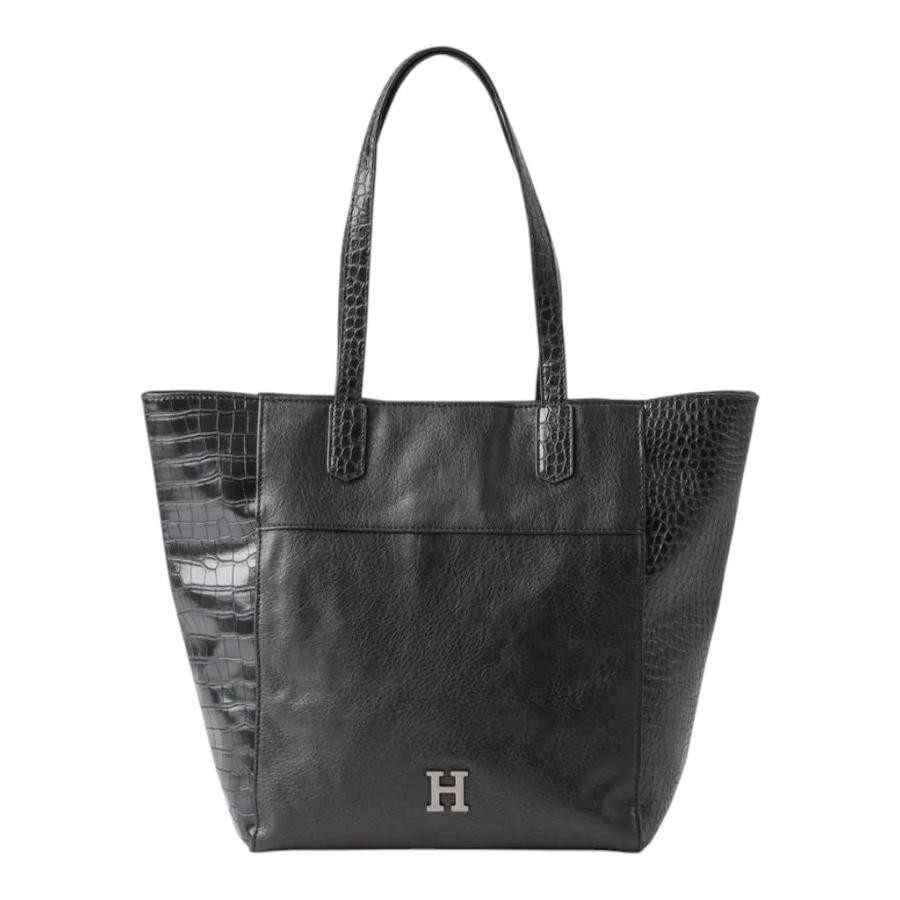 Cartera Tote Humana Bella Ecocuero Croco Negro