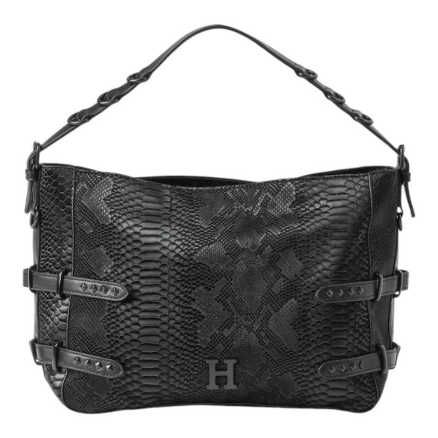 Cartera Hombro Humana Carli Croco Tachas Negro