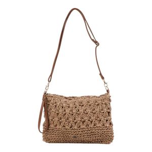 Cartera Bandolera Humana Alma Tejida Papel Beige